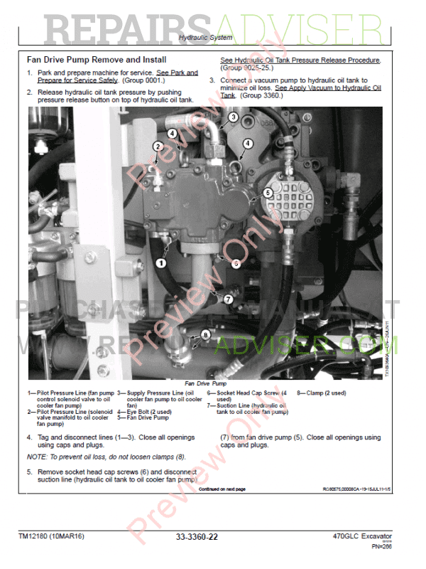 John Deere Excavator 470GLC Repair Technical Manual PDF ...