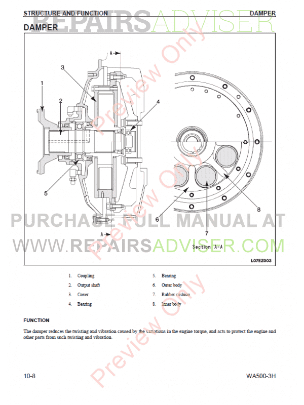 Komatsu Wa500 3h Wheel Loader Service Repair Manual Sn