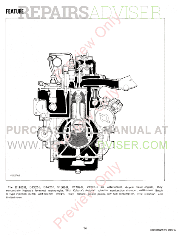 Kubota V1702 Engine Service Manual
