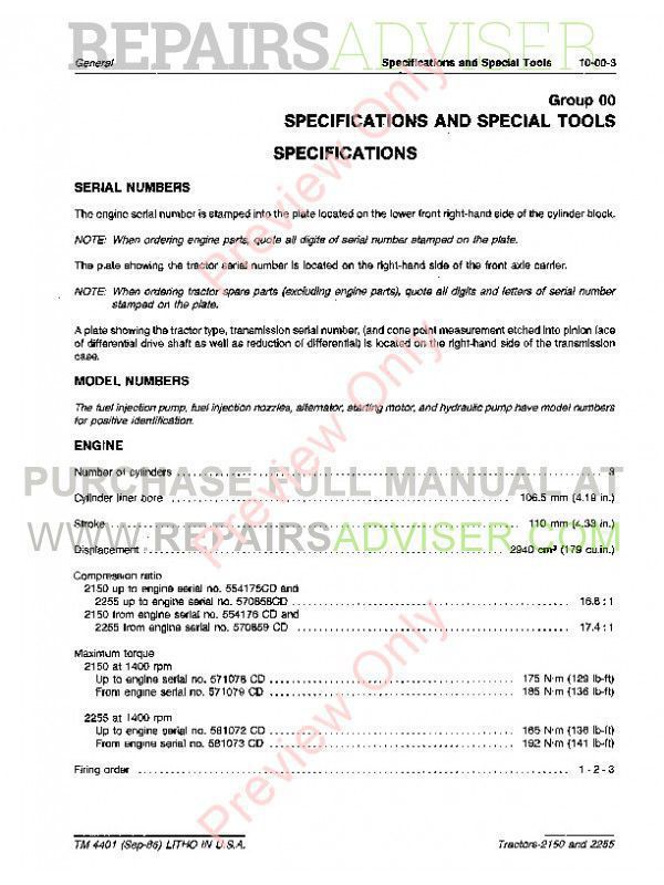 John Deere 1987 2150 Service Manual